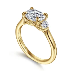 Online Gabriel & Co. Darline - 14K Yellow Gold Oval Three Stone Lotus Diamond Engagement Ring