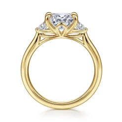 Online Gabriel & Co. Darline - 14K Yellow Gold Oval Three Stone Lotus Diamond Engagement Ring