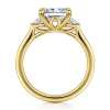 Online Gabriel & Co. Darline - 14K Yellow Gold Radiant Cut Three Stone Lotus Diamond Engagement Ring