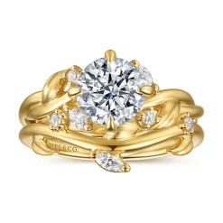 Outlet Gabriel & Co. Darling - 14K Yellow Gold Compass Prong Twisted Round Diamond Engagement Ring