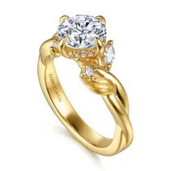 Outlet Gabriel & Co. Darling - 14K Yellow Gold Compass Prong Twisted Round Diamond Engagement Ring