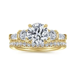 Clearance Gabriel & Co. Darmie - 14K Yellow Gold Round Five Stone Diamond Engagement Ring