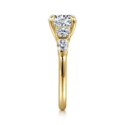 Clearance Gabriel & Co. Darmie - 14K Yellow Gold Round Five Stone Diamond Engagement Ring