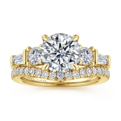 New Gabriel & Co. Darmie - 14K Yellow Gold Round Five Stone Diamond Engagement Ring