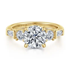 New Gabriel & Co. Darmie - 14K Yellow Gold Round Five Stone Diamond Engagement Ring