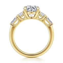 New Gabriel & Co. Darmie - 14K Yellow Gold Round Five Stone Diamond Engagement Ring