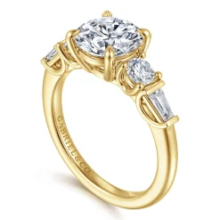 New Gabriel & Co. Darmie - 14K Yellow Gold Round Five Stone Diamond Engagement Ring