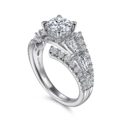 Discount Gabriel & Co. Darmy - 14K White Gold Split Shank Round Diamond Engagement Ring