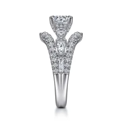 Discount Gabriel & Co. Darmy - 14K White Gold Split Shank Round Diamond Engagement Ring