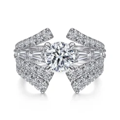 Discount Gabriel & Co. Darmy - 14K White Gold Split Shank Round Diamond Engagement Ring
