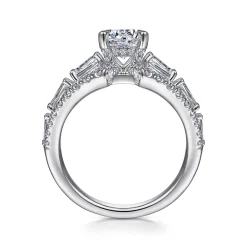 Discount Gabriel & Co. Darmy - 14K White Gold Split Shank Round Diamond Engagement Ring