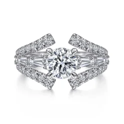 Discount Gabriel & Co. Darmy - 14K White Gold Split Shank Round Diamond Engagement Ring
