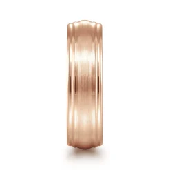 Discount Gabriel & Co. Declan - 14K Rose Gold 6mm - Carved Men's Wedding Band in Satin Finish