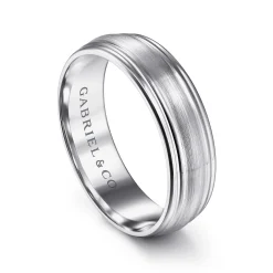 Gabriel & Co. Declan - 14K White Gold 6mm - Carved Men's Wedding Band in Satin Finish