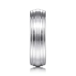 Gabriel & Co. Declan - 14K White Gold 6mm - Carved Men's Wedding Band in Satin Finish