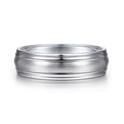 Gabriel & Co. Declan - 14K White Gold 6mm - Carved Men's Wedding Band in Satin Finish