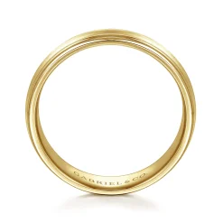 Sale Gabriel & Co. Declan - 14K Yellow Gold 6mm - Carved Men's Wedding Band in Satin Finish
