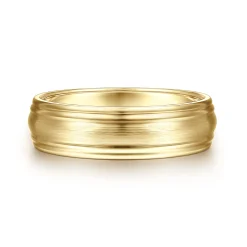 Sale Gabriel & Co. Declan - 14K Yellow Gold 6mm - Carved Men's Wedding Band in Satin Finish
