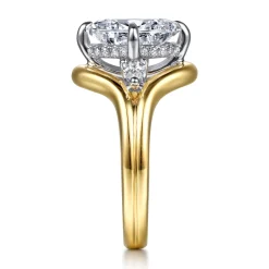 Gabriel & Co. Dedication - 14K White-Yellow Gold Compass Prong Oval Diamond Engagement Ring