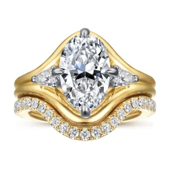 Gabriel & Co. Dedication - 14K White-Yellow Gold Compass Prong Oval Diamond Engagement Ring