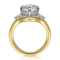 Gabriel & Co. Dedication - 14K White-Yellow Gold Compass Prong Oval Diamond Engagement Ring