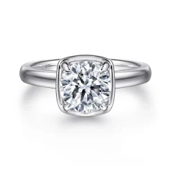 Outlet Gabriel & Co. Deedie - 14K White Gold Bezel Prong Round Diamond Engagement Ring