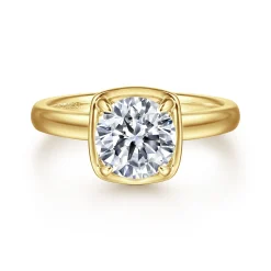Clearance Gabriel & Co. Deedie - 14K Yellow Gold Bezel Prong Round Diamond Engagement Ring