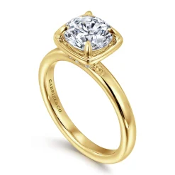 Clearance Gabriel & Co. Deedie - 14K Yellow Gold Bezel Prong Round Diamond Engagement Ring