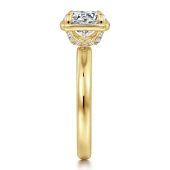 Clearance Gabriel & Co. Deedie - 14K Yellow Gold Bezel Prong Round Diamond Engagement Ring