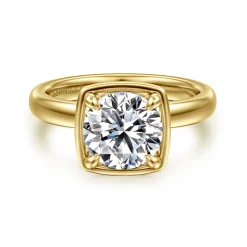 Outlet Gabriel & Co. Deedie - 14K Yellow Gold Bezel Prong Round Diamond Engagement Ring