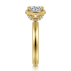 Outlet Gabriel & Co. Deedie - 14K Yellow Gold Bezel Prong Round Diamond Engagement Ring