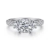 Outlet Gabriel & Co. Dee - 14K White Gold Cushion Cut Three Stone Lotus Diamond Engagement Ring