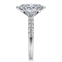 Hot Gabriel & Co. Dee - 14K White Gold Marquise Shape Three Stone Lotus Diamond Engagement Ring