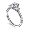 New Gabriel & Co. Dee - 14K White Gold Oval Three Stone Lotus Diamond Engagement Ring