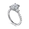 Gabriel & Co. Dee - 14K White Gold Oval Three Stone Lotus Diamond Engagement Ring