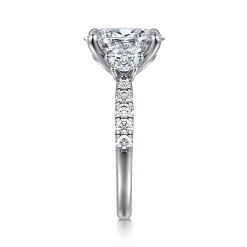 Gabriel & Co. Dee - 14K White Gold Oval Three Stone Lotus Diamond Engagement Ring