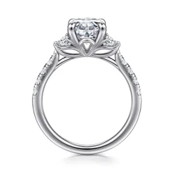 Gabriel & Co. Dee - 14K White Gold Oval Three Stone Lotus Diamond Engagement Ring