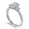 New Gabriel & Co. Dee - 14K White Gold Pear Shape Three Stone Lotus Diamond Engagement Ring