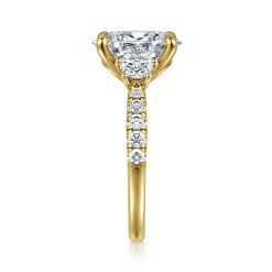 Gabriel & Co. Dee - 14K Yellow Gold Oval Three Stone Lotus Diamond Engagement Ring