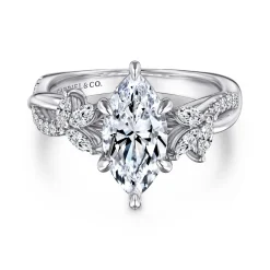 Discount Gabriel & Co. Deisha - 14K White Gold Twisted Marquise Shape Diamond Engagement Ring