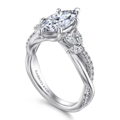 Discount Gabriel & Co. Deisha - 14K White Gold Twisted Marquise Shape Diamond Engagement Ring