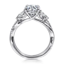 Discount Gabriel & Co. Deisha - 14K White Gold Twisted Round Diamond Engagement Ring