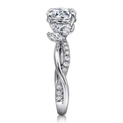 Discount Gabriel & Co. Deisha - 14K White Gold Twisted Round Diamond Engagement Ring