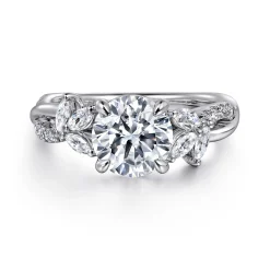 Discount Gabriel & Co. Deisha - 14K White Gold Twisted Round Diamond Engagement Ring