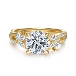 Discount Gabriel & Co. Deisha - 14K Yellow Gold Twisted Round Diamond Engagement Ring