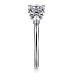 Hot Gabriel & Co. Dela - 14K White Gold Cushion Cut Three Stone Diamond Engagement Ring