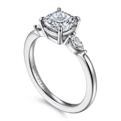Hot Gabriel & Co. Dela - 14K White Gold Cushion Cut Three Stone Diamond Engagement Ring