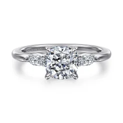 Hot Gabriel & Co. Dela - 14K White Gold Cushion Cut Three Stone Diamond Engagement Ring