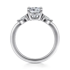 Hot Gabriel & Co. Dela - 14K White Gold Cushion Cut Three Stone Diamond Engagement Ring