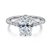 Sale Gabriel & Co. Dela - 14K White Gold Oval Three Stone Diamond Engagement Ring